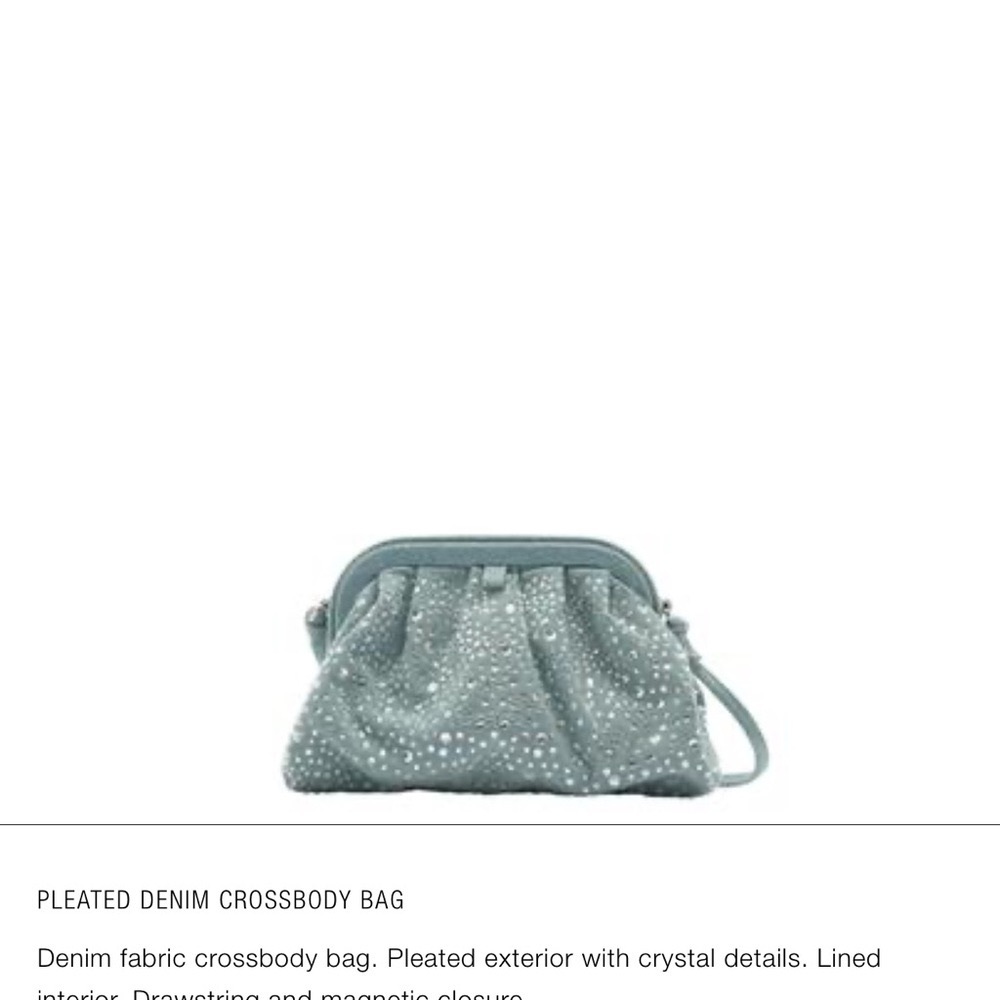 Pleated Denim Crossbody Bag